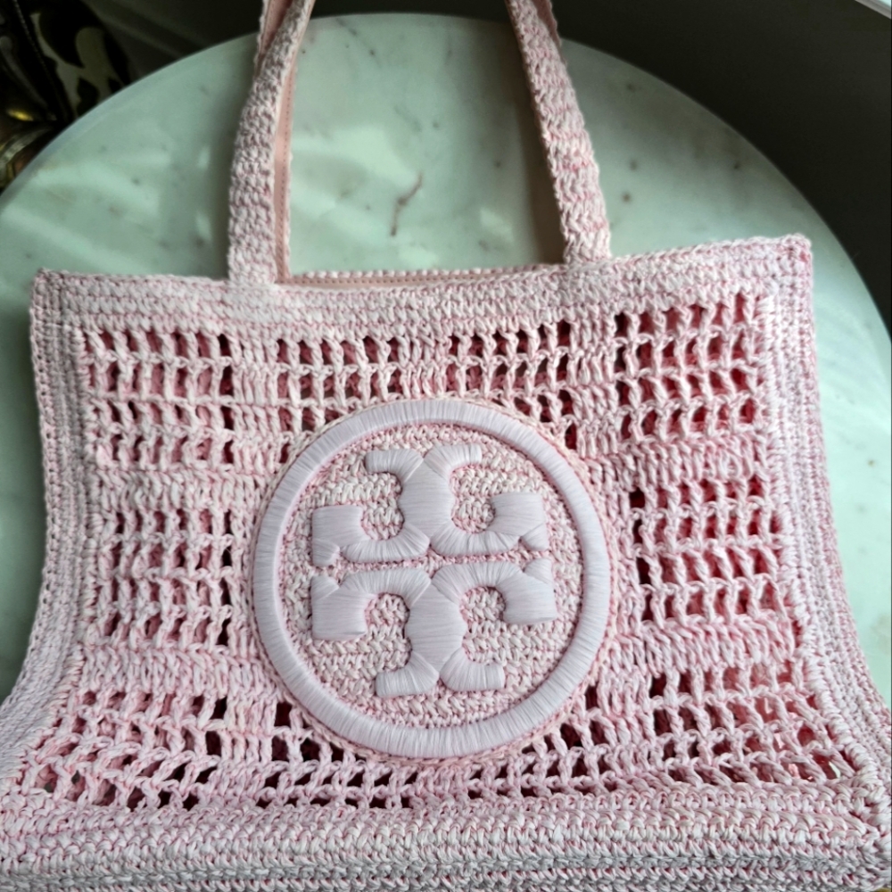 Tory Burch Light Pink Crochet Tote